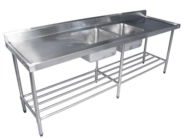 KSS 07-2400L - Double Sink With Splashback & Pot Rack