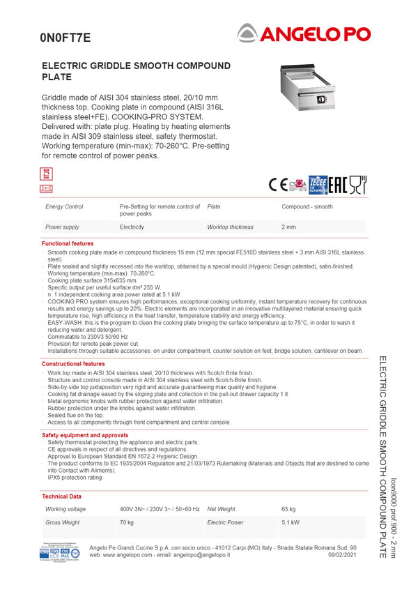 Angelo Po Icon9000 0N0FT7E - Griddle