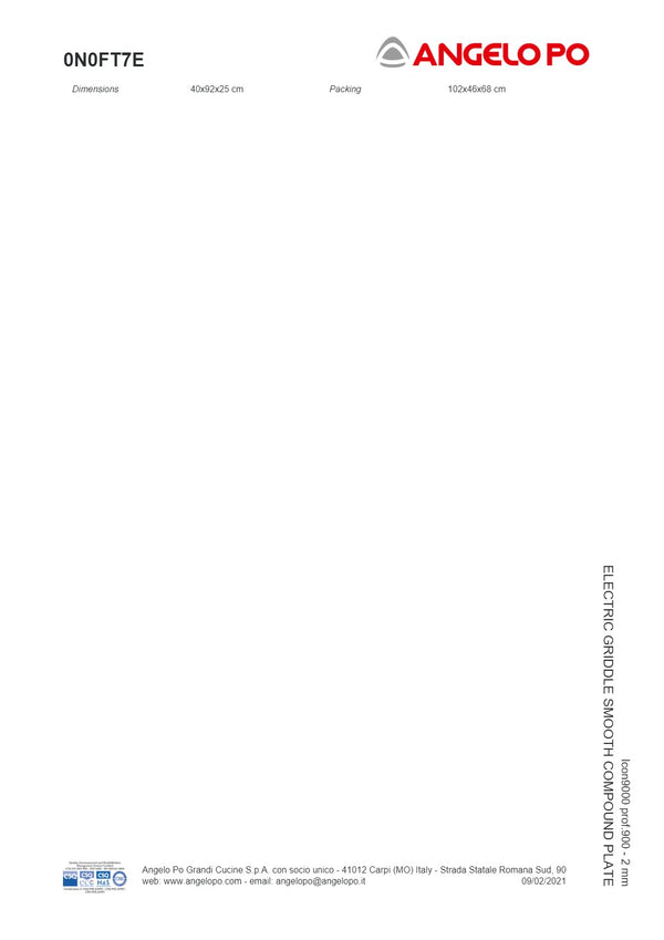 Angelo Po Icon9000 0N0FT7E - Griddle