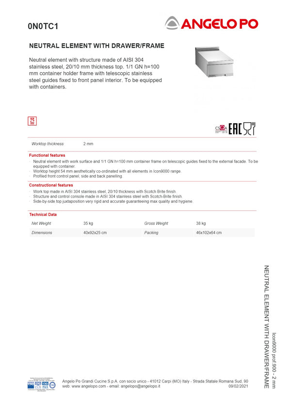 Angelo Po Icon9000 0N0TC1-30/10 - Neutral Element