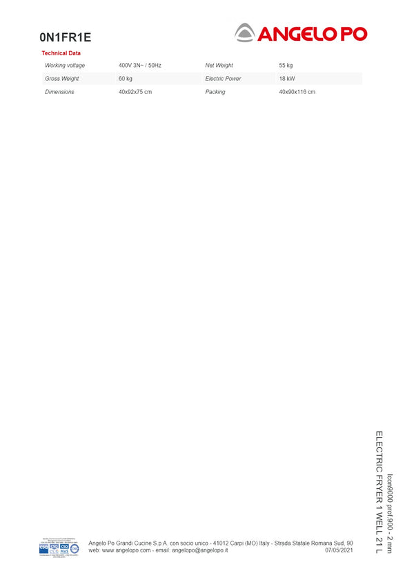 Angelo Po Icon9000 0N1FR1E - Fryer