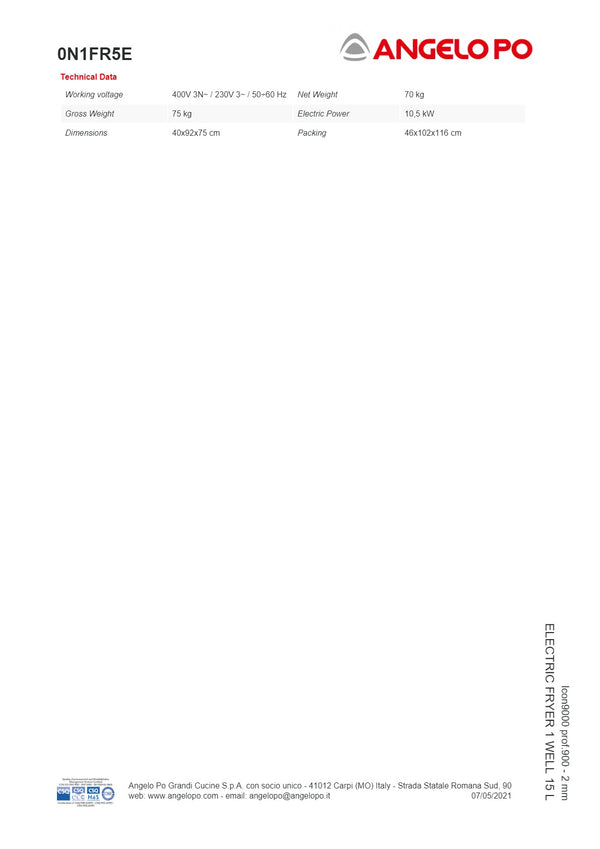 Angelo Po Icon9000 0N1FR5E - Fryer