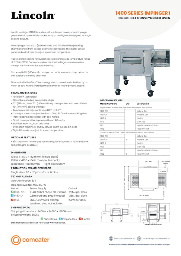 Lincoln Impinger 1456-1-NG - Conveyor Oven