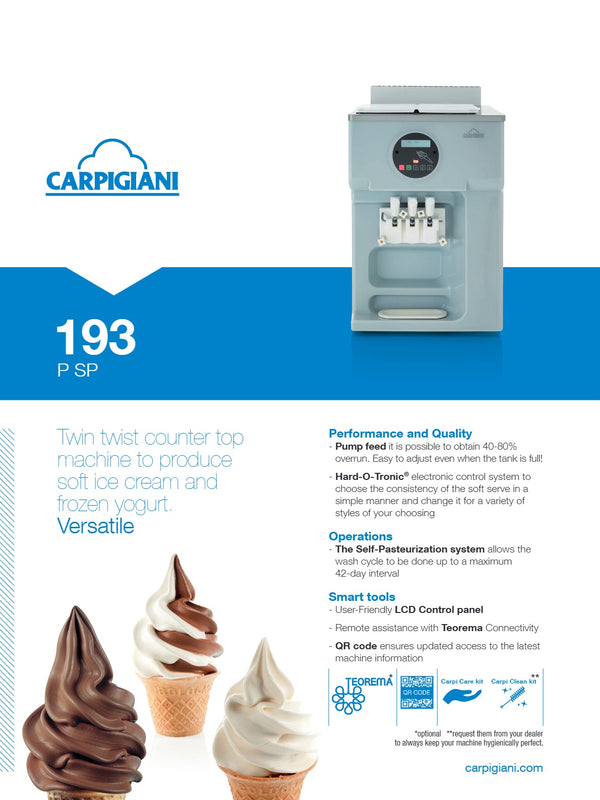 Carpigiani 193 Classic G Pom Beater - Countertop Twin-Twist Soft Serve & Acai Machine