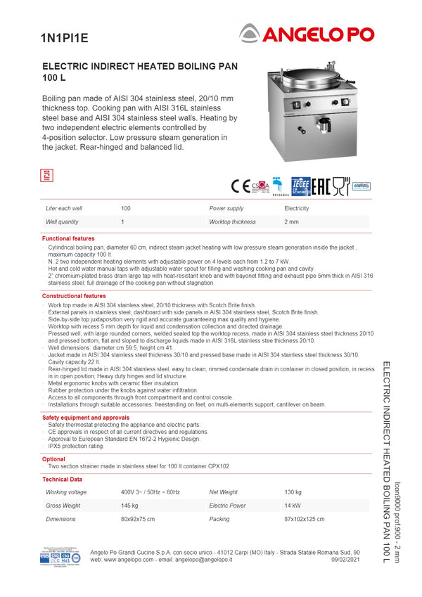 Angelo Po Icon9000 1N1PI1E - Boiling Pan