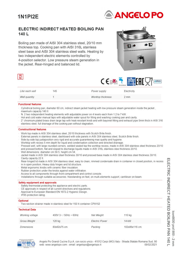 Angelo Po Icon9000 1N1PI2E - Boiling Pan