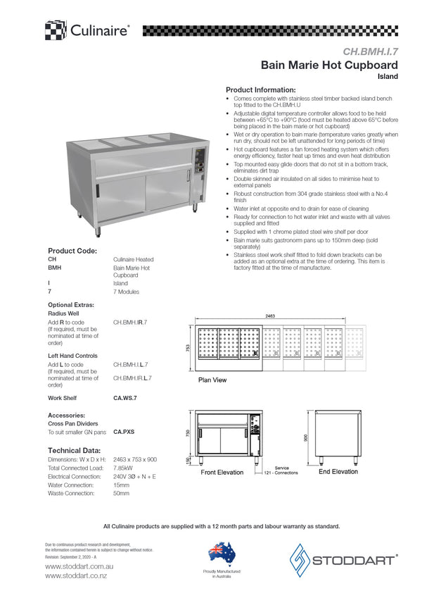 Culinaire CH.BMH.I.7 - Bain Marie Hot Cupboard