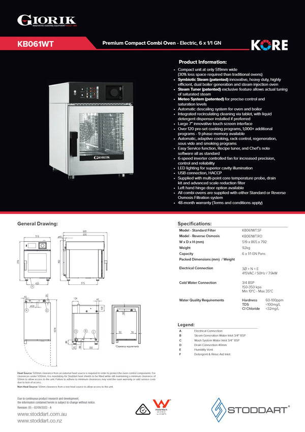 Giorik Kore KB061WT.RO - Combi Oven