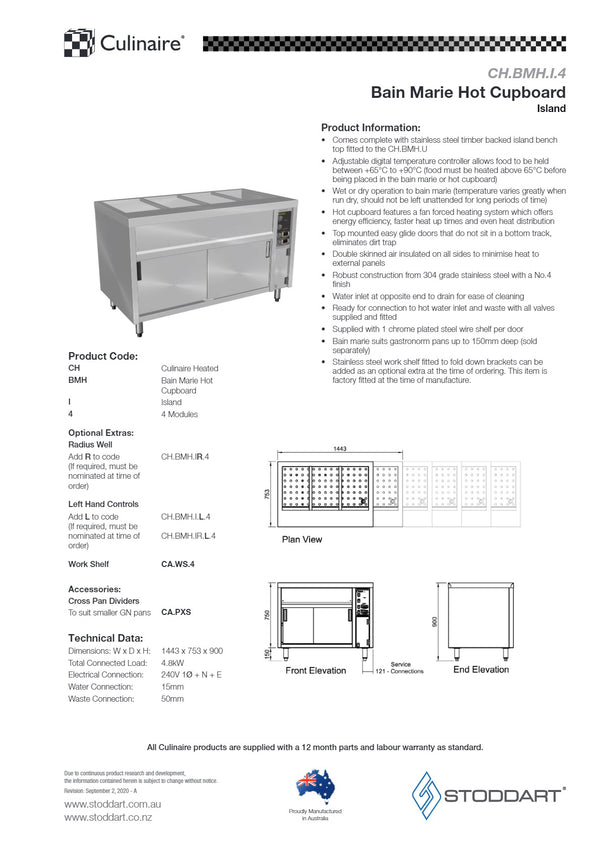 Culinaire CH.BMH.I.4 - Bain Marie Hot Cupboard