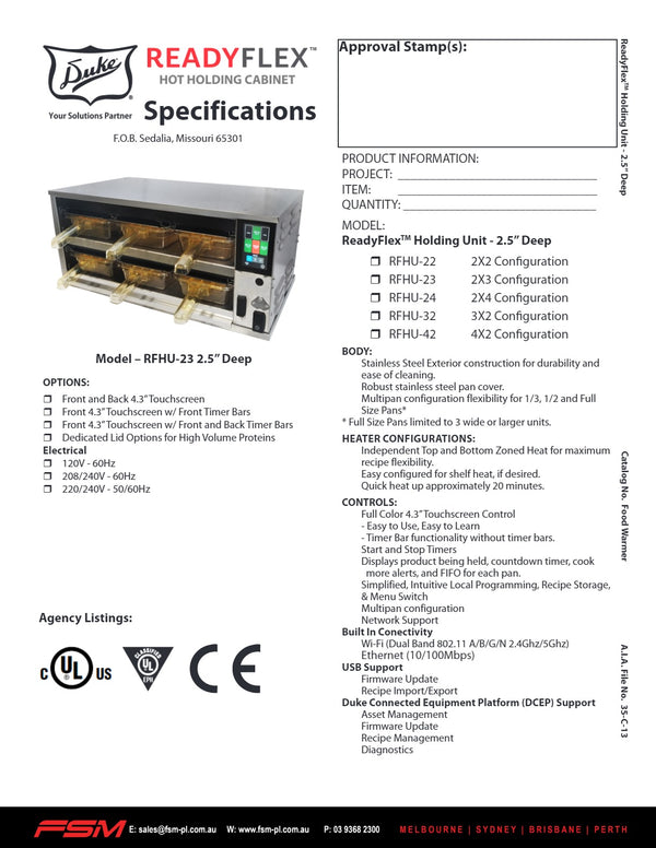 Duke ReadyFlex RFHU-22-DL042GM - Hot Holding Cabinet