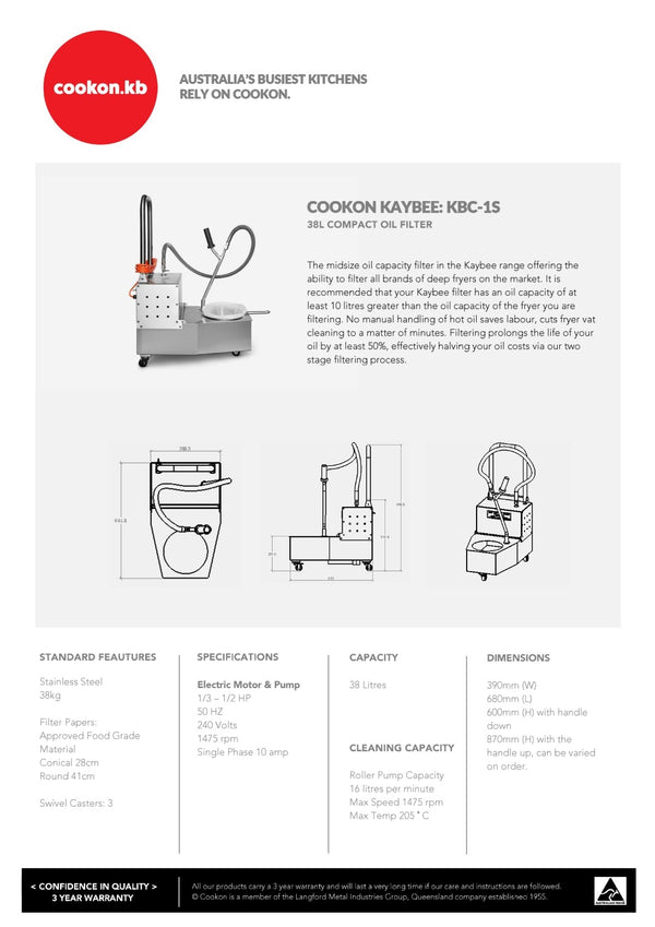 Cookon Kaybee KBC-1S - Oil Filter