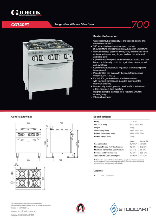 Giorik 700 Series CG740FT - Range Oven