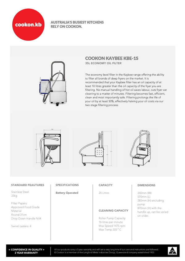 Cookon Kaybee KBE-1S - Oil Filter