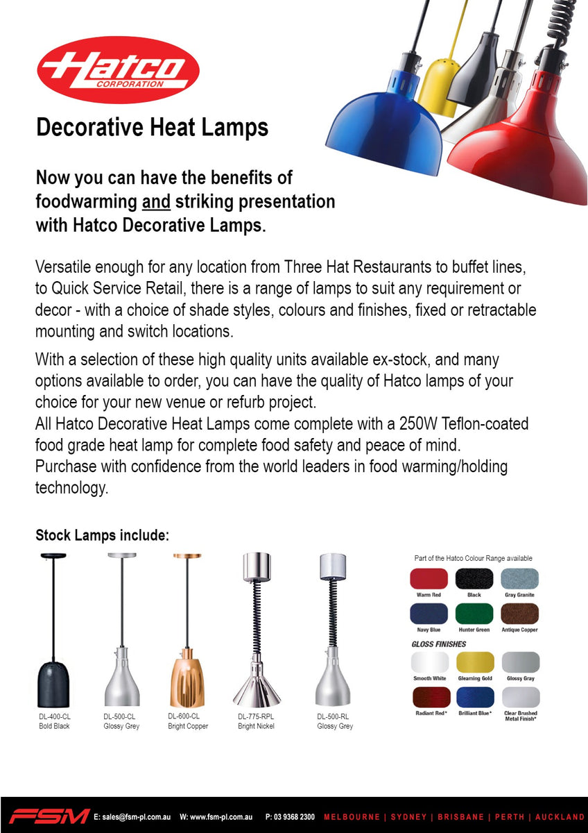 Hatco DL500RLCH/BK Decorative Heat Lamp SilverChef