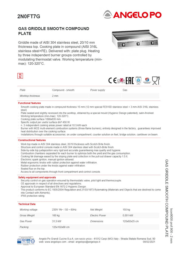 Angelo Po Icom9000 2N0FT7G-3MM - Griddle