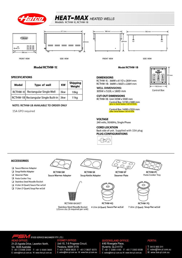 Hatco RCTHW2-6 - Pasta Cooker