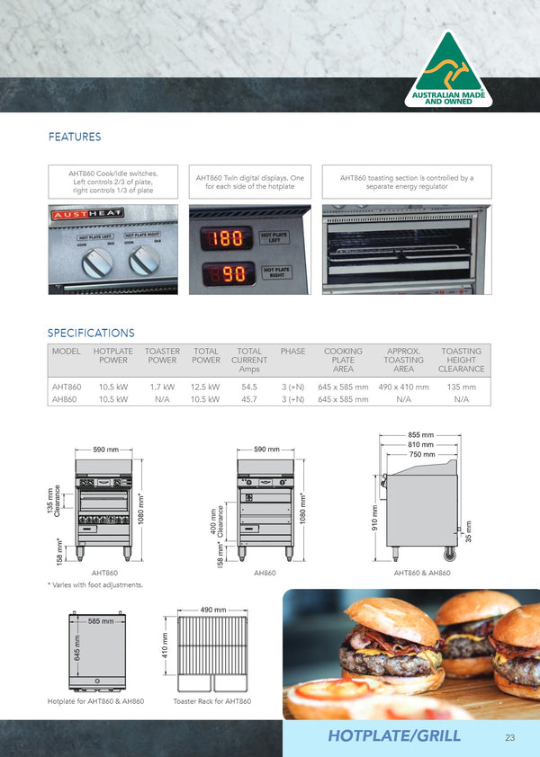 Austheat AHT860 - Freestanding Electric Hotplate & Grill