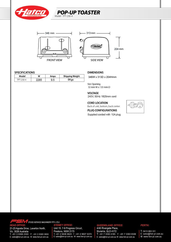 Hatco TPT-230-4-10 - Pop-Up Toaster