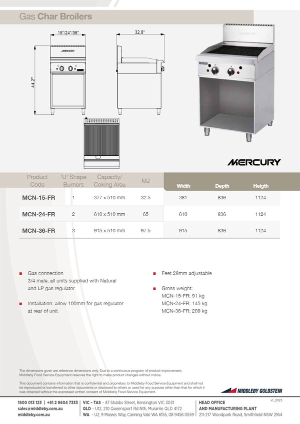 Mercury MCN-15-FR - Char Grill