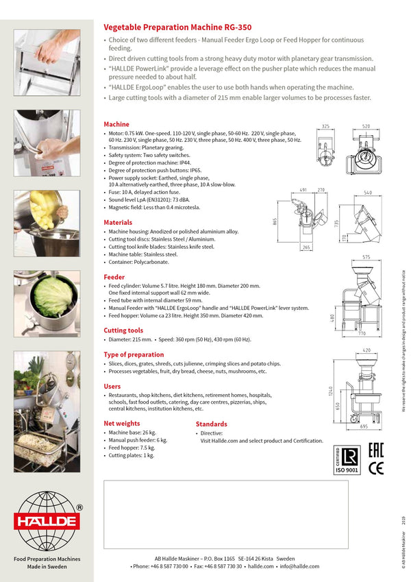 Hallde RG-350 - Vegetable Prep Machine