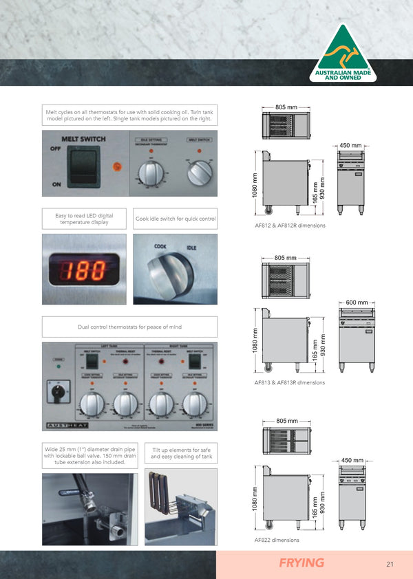 Austheat AF812 - Freestanding Electric Fryer