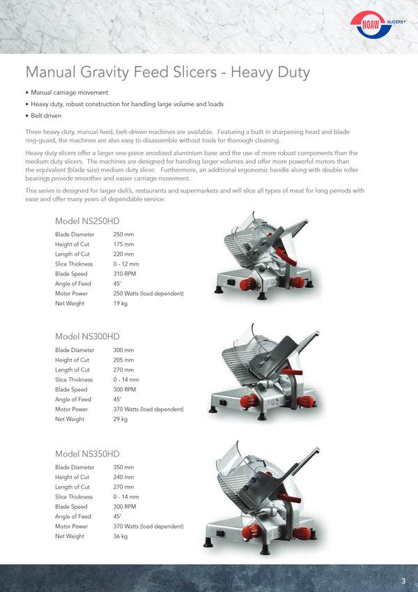 Noaw NS250HD - Gravity Feed Slicer