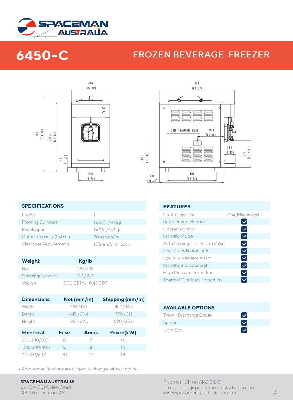 Spaceman 6450 C Frozen Beverage Freezer Silverchef 
