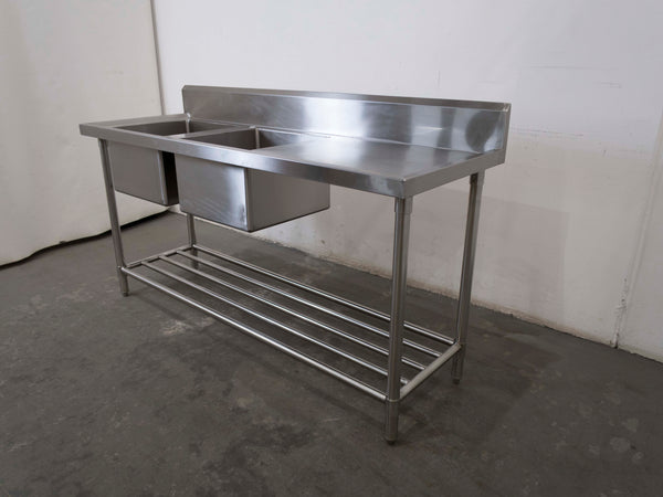 Stainless Steel Double Sink Bench With Splashback