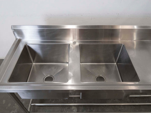 Stainless Steel Double Sink Bench With Splashback
