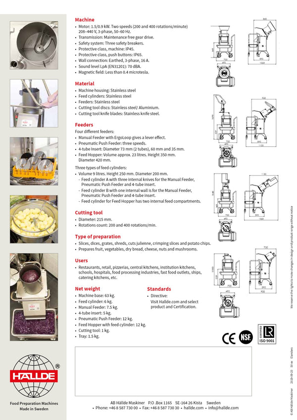 Hallde RG-400i-3PH-Manual - Vegetable Prep Machine