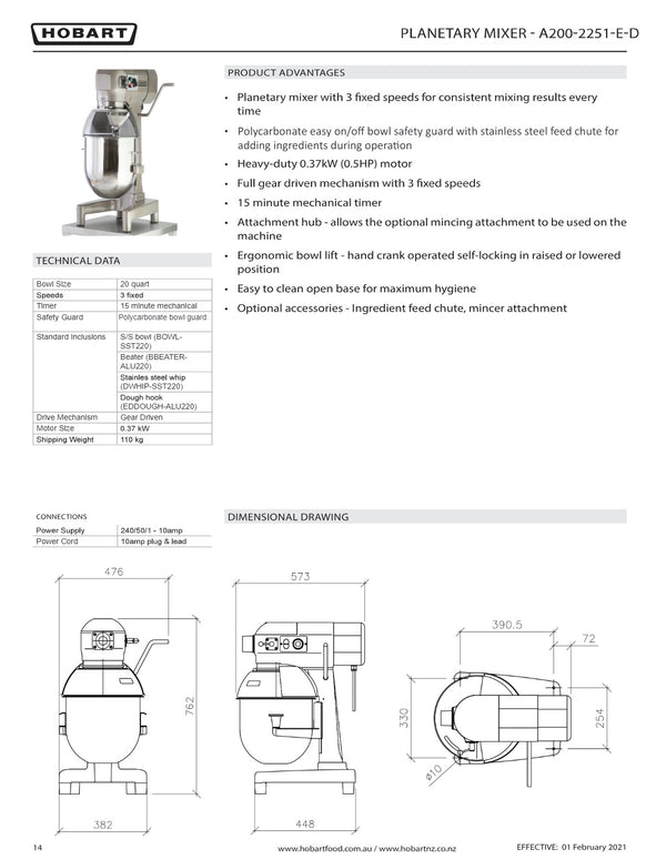 Hobart A200 - Planetary Mixer