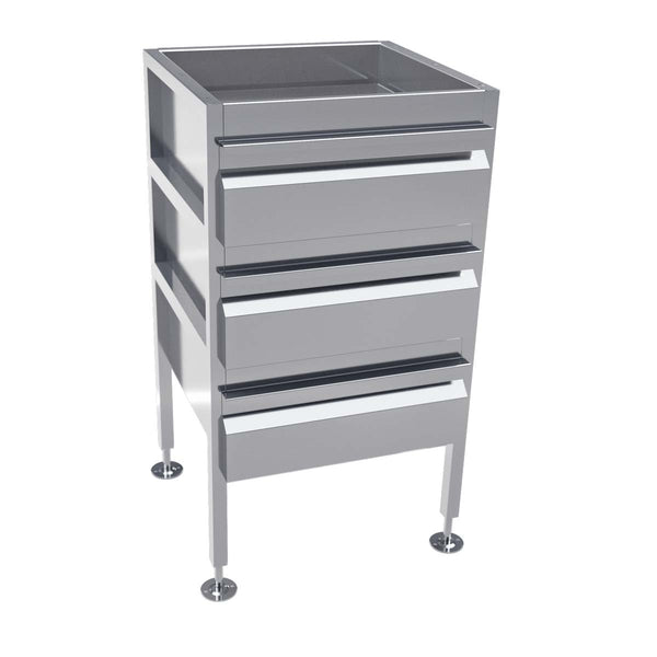 3Monkeez AB-3DRAW - Freestanding Stainless Steel Drawer Unit