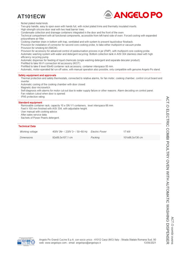 Angelo Po ACT.O AT101ECW - 10 Tray Combi Oven