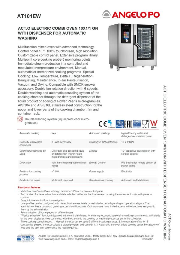 Angelo Po ACT.O AT101EW - 10 Tray Combi Oven