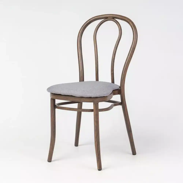 Aluminium Bentwood Stackable Bistro Chair - Montana Walnut Frame