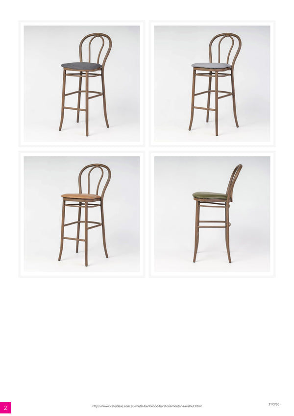 Aluminium Bentwood Stackable Bar Stool - Montana Walnut