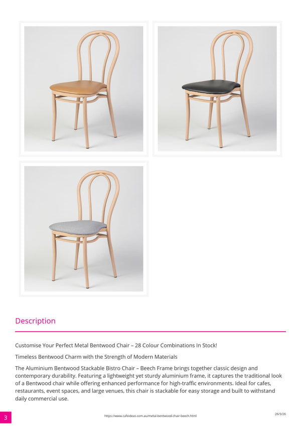 Aluminium Bentwood Stackable Bistro Chair - Montana Walnut Frame