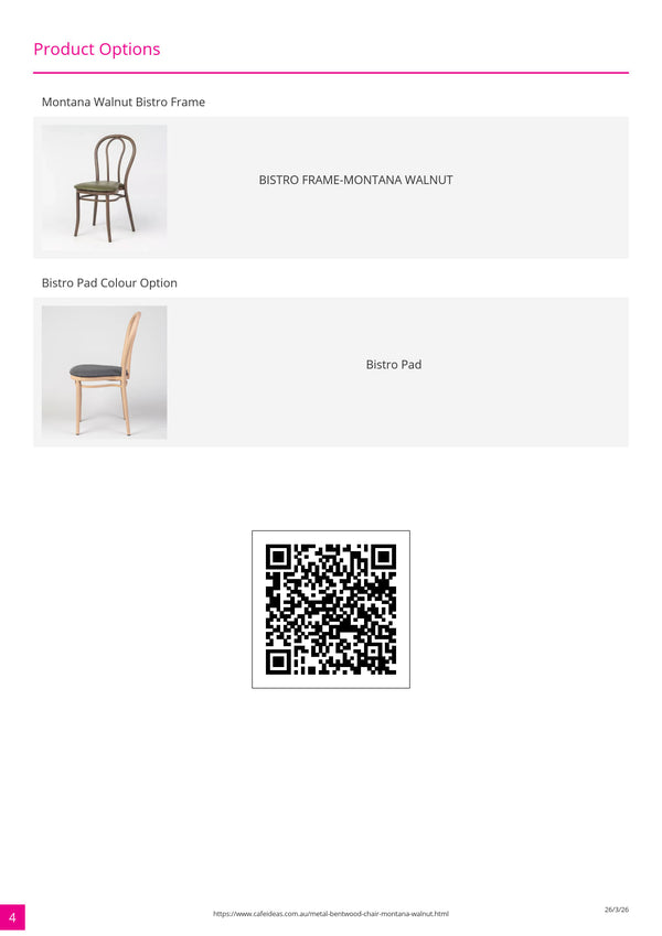 Aluminium Bentwood Stackable Bistro Chair - Montana Walnut Frame