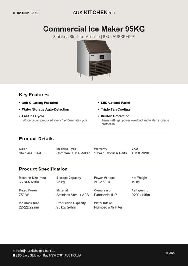 Aus Kitchen Pro AUSKPH90F - 95kg Ice Maker