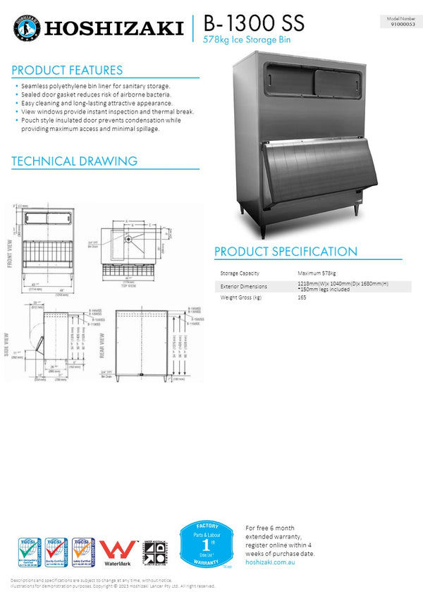 Hoshizaki B1300-SS - Ice Storage Bin
