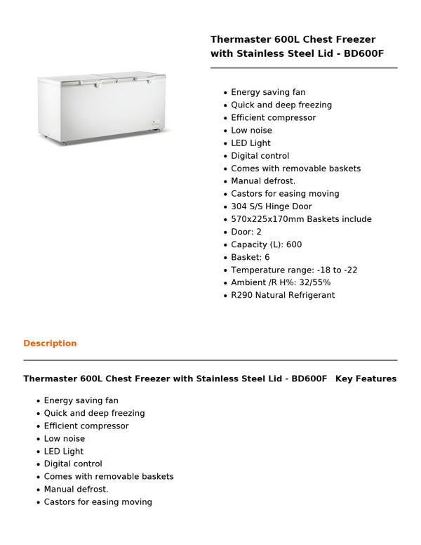 Thermaster BD600F - Chest Freezer