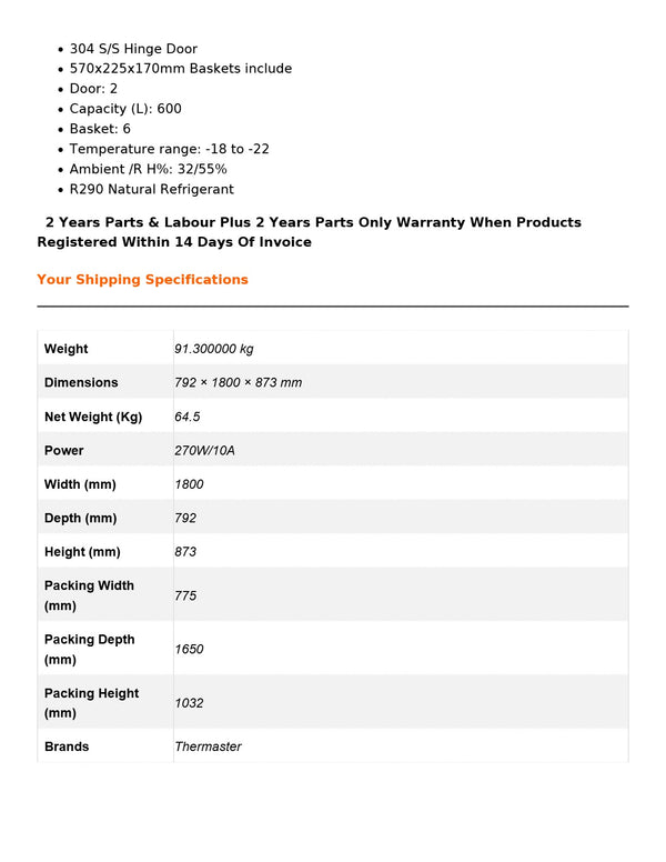 Thermaster BD600F - Chest Freezer