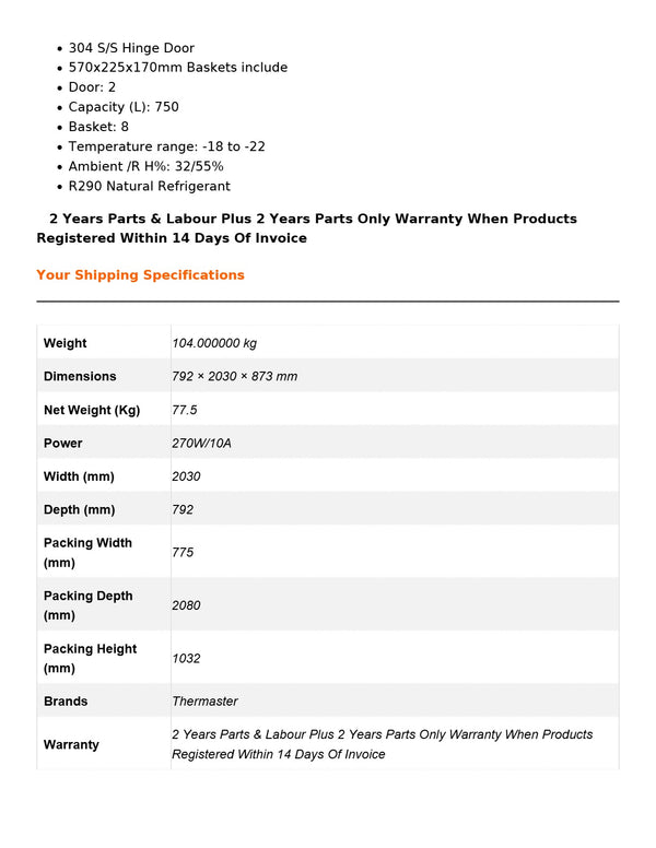 Thermaster BD750F - Chest Freezer