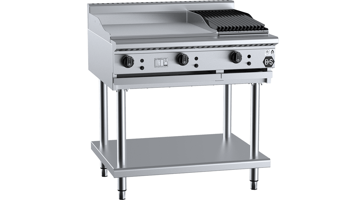 B+S Black BTGRP6CBR3 Combination Griddle & Char Grill SilverChef