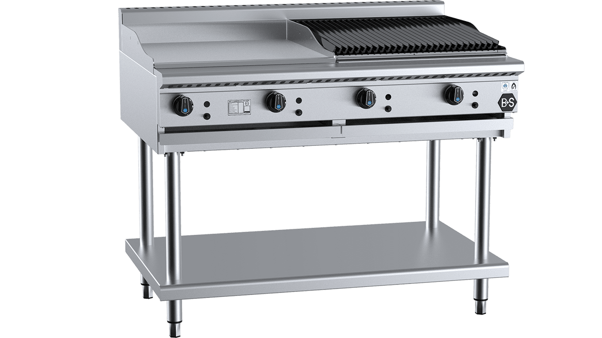 B+S Black BTGRP6CBR6 Combination Griddle & Char Grill SilverChef