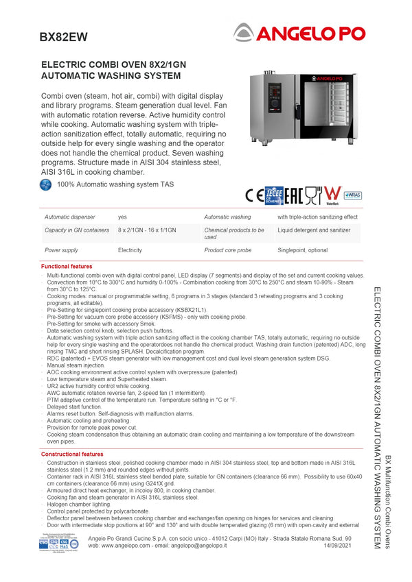 Angelo Po BX82EW - Multifunction Combi Oven