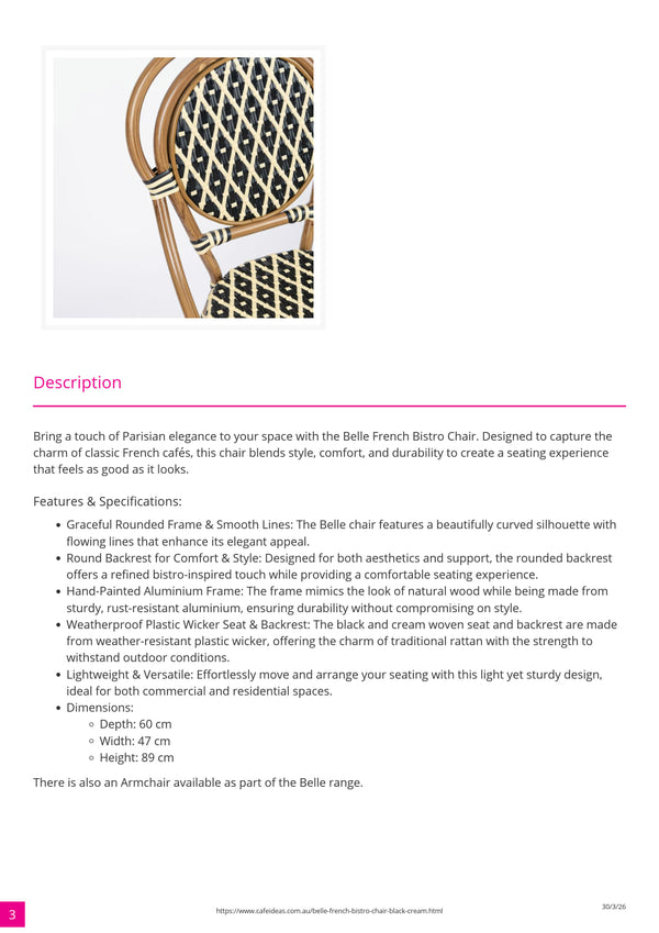 Belle French Wicker Bistro Chair