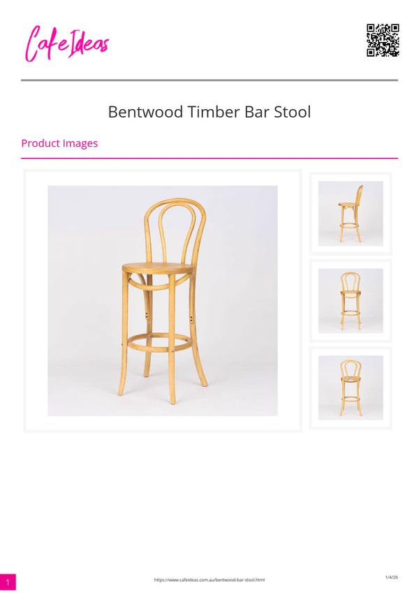 Bentwood Timber Bar Stool