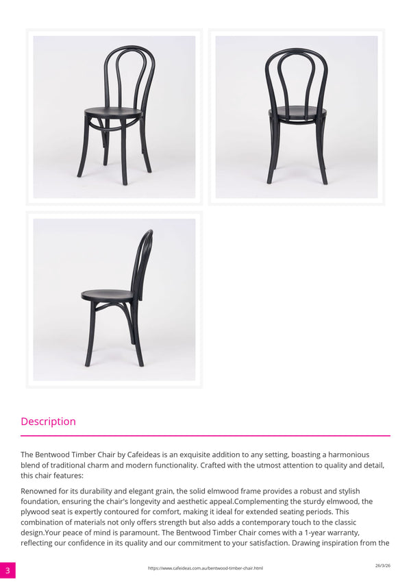 Bentwood Timber Dining Chair