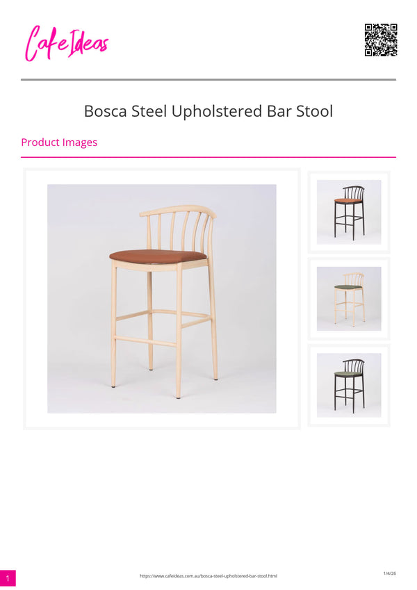 Bosca Steel Upholstered Bar Stool - Espresso